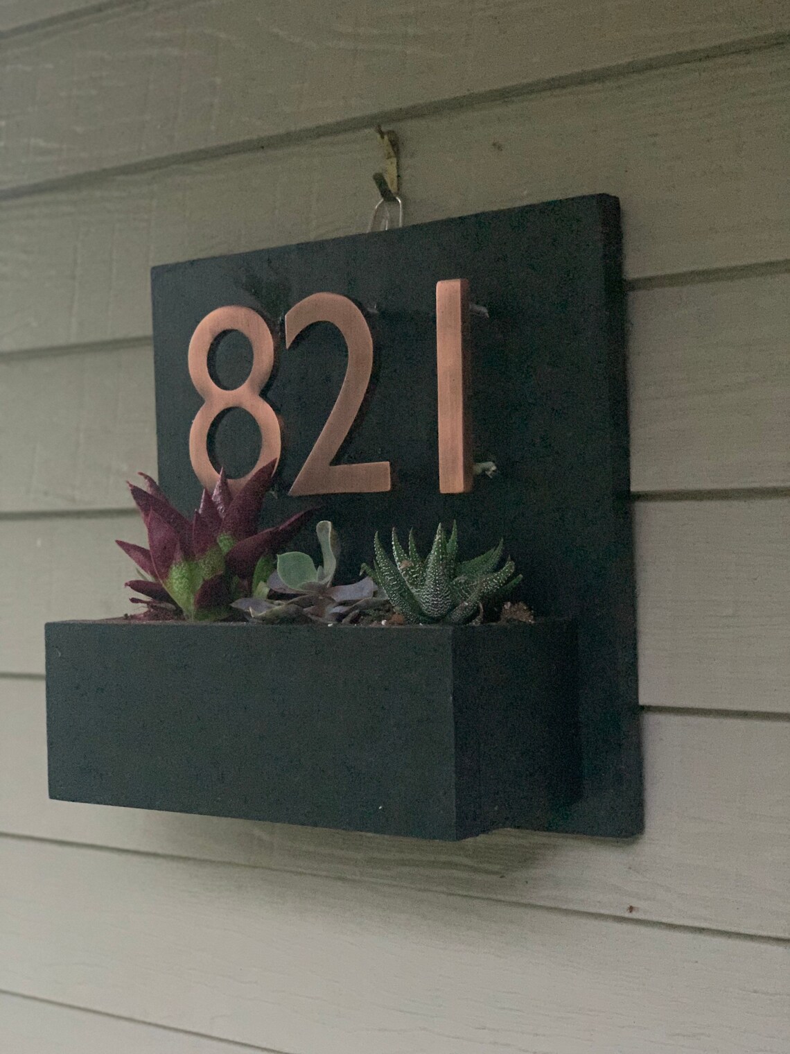 House number planter box Etsy