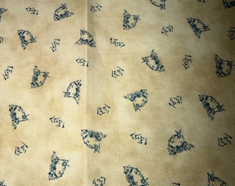 1/2 yarda de tela de algodón con estampado "La Corona de Victoria", reproducción de la Reina Victoria del siglo XIX, de Brackman and Thompson para Moda Cotton Fabric.