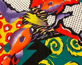 17” All over Vibrant Abstract Fish Print Cotton Fabric 2064