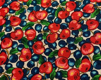 1/2 Yd Allover Blueberry and Cherry Print Cotton Quilt Fabric 1605