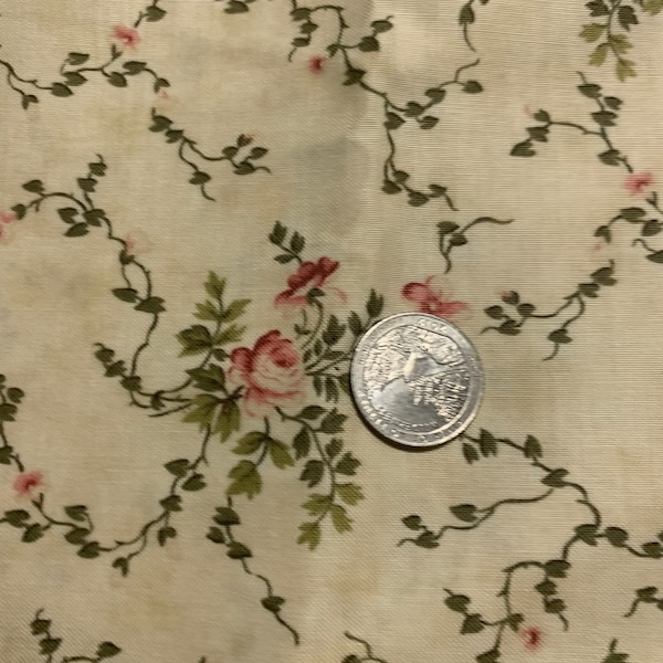 1/2 yd “Bed of Roses ” by Robyn Pandolph Floral Print cotton fabric