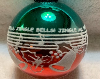 Shiny Brite By RADKO Glass Stencil Large Christmas Ornament 3.5”