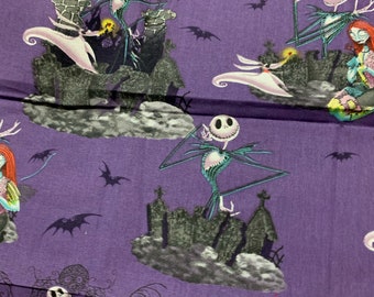 Fat Quarter Nightmare Before Christmas Halloween Print Cotton Fabric