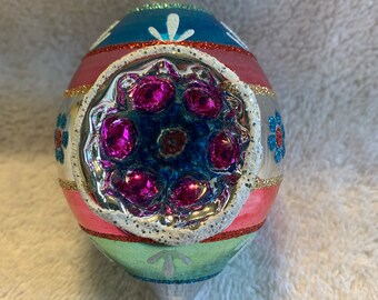 Shiny Brite By Radko Indent Reflector Christmas Tree Ornament Flowers B