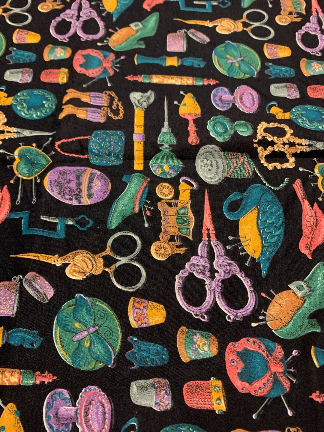 1/2 Yd Vintage All Over Sewing Notions Print by VIP Cranston Cotton