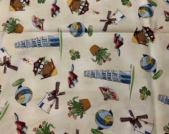 1/2 Yd  Paper Dolls Around the World by Sibling Arts Studio for Blue Hill Cotton Fabric 3291