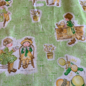 17” Vintage 70’s Holly Hobbie Birthday Party on Green  Cotton Fabric
