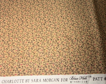 Estampado vintage de 32 pulgadas "Charlotte", reproducción del siglo XIX, de Sara Morgan para Blue Hill Fabrics.
