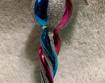 Shiny Brite By Radko Finial Spiral Icicle Glass Christmas Ornament 4”