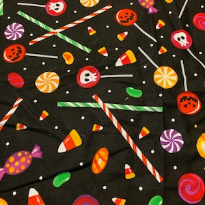 Fat Quarter Halloween Candy Print Cotton Fabric by David Textiles 397