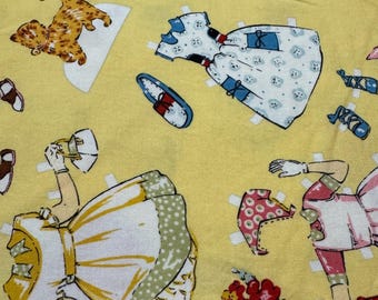 1/2 Yd Vintage “Sage Glen Paper Dolls ” Retro Kids by Alexander Henry Cotton Fabric