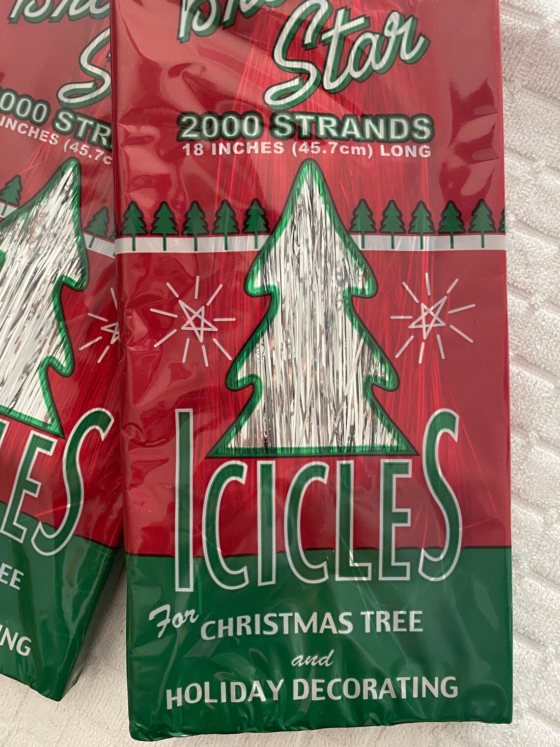 Brite Star Christmas Tree Silver Tinsel Icicles 2000 Strands Etsy