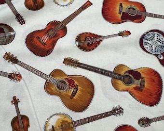 1/2 Yd 2005 “Ol’ Opry Allover” Musical Instrument Print  by Alexander Henry Cotton Fabric