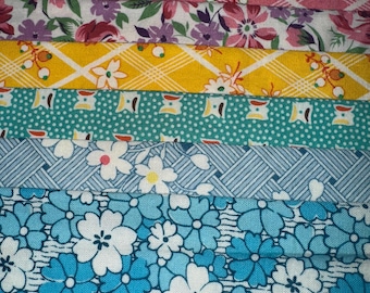 Tela de algodón con estampado de reproducción de los años 30, tamaño pequeño, Fat Quarter