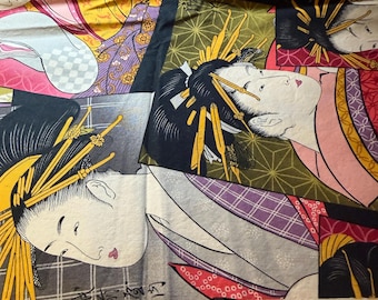18” Vintage 2004  “Beautiful Shozo” Asian Geisha Print by Alexander Henry Cotton Fabric