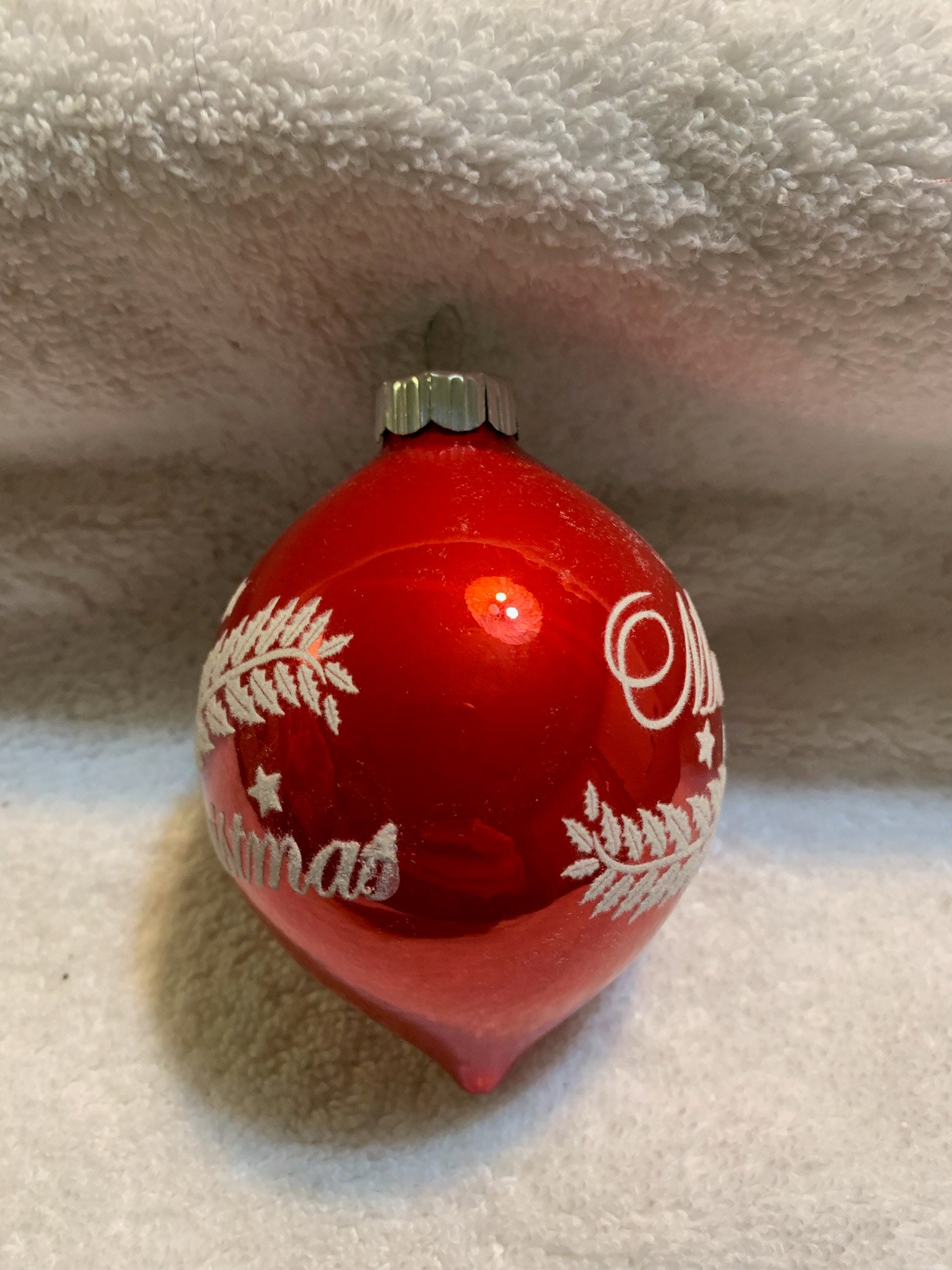 Shiny Brite by RADKO Glass Stencil Teardrop Christmas Ornament 4