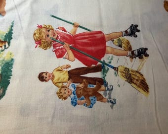 1/2 Yd Dick and Jane Retro Kids Print by Michael Miller Cotton Fabric