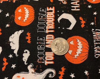 Fat Quarter Halloween Ghost Print Cotton Fabric