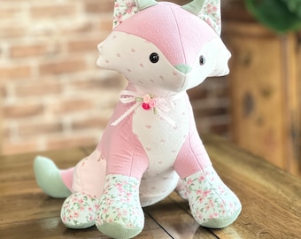 custom keepsake Fox Toy made from outgrowing Baby clothes, Personalized Toys, Memory Teddy bear, Keepsake Animals