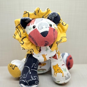personalized keepsake toys for baby boy ,  custom teddy bear made from baby clothes ,keepsake toys , graduation gift , custom lion toy