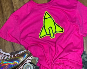 Reggie Rocket Fluorescent Black Light Reactive Rocket Power Unisex T-shirt.
