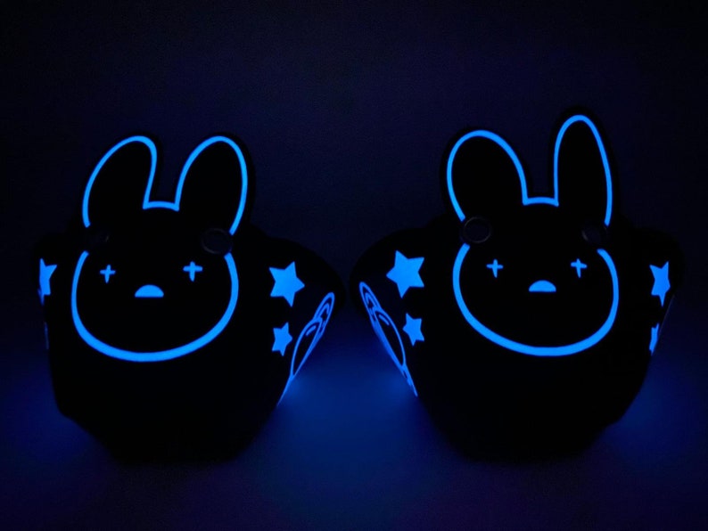 Blue Glow in the Dark Bunny Roller Skates Toe Caps and Matching Bands 