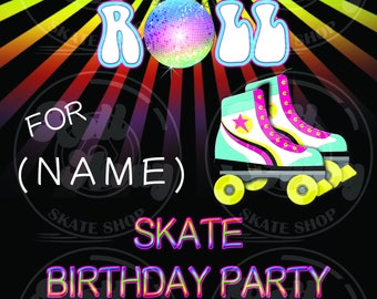 CLOSE OUT PRICE Roller Skate Birthday Downloadable Invitation