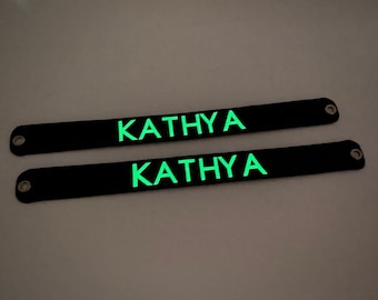 Personalized Faux Leather Glow in the Dark Custom Roller Skate Bands