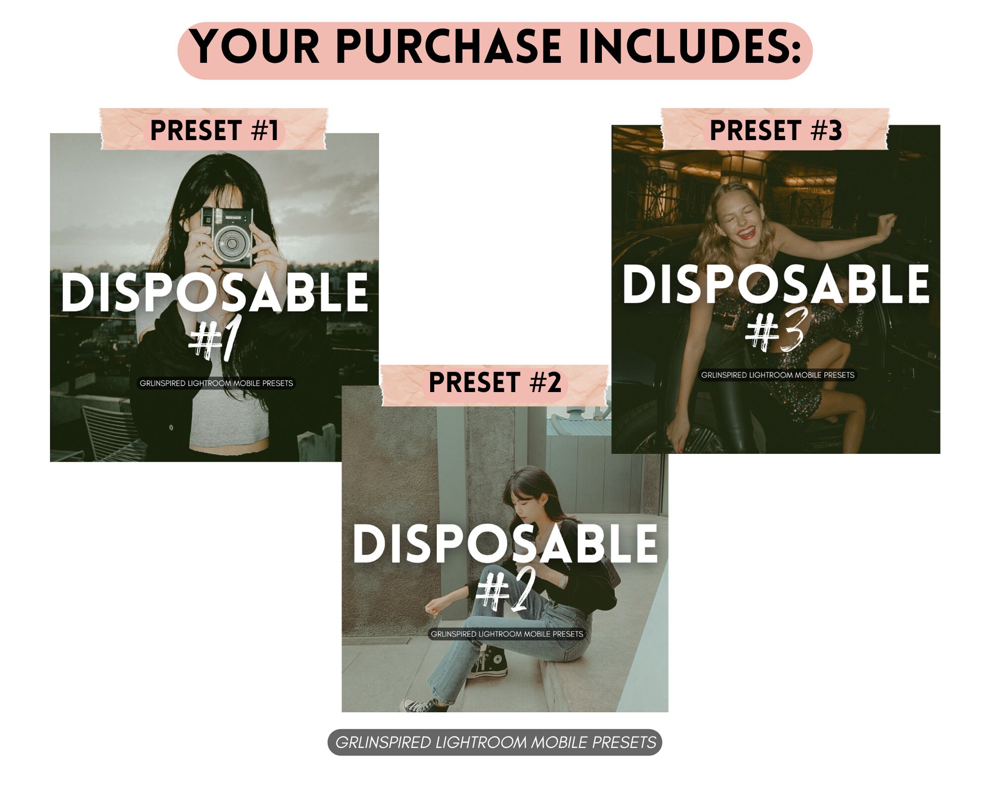 3 Disposable Lightroom Mobile Presets. Camera Effect Photo Etsy