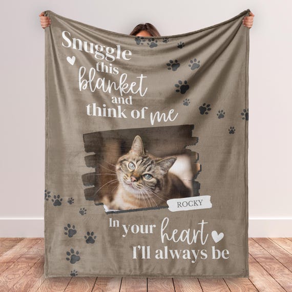 Personalized Cat Memorial Blanket Custom Pet Memorial Gift Pet Loss Gift Cat Remembrance Gift Photo Blanket Sympathy Gift Loving Memory Gift