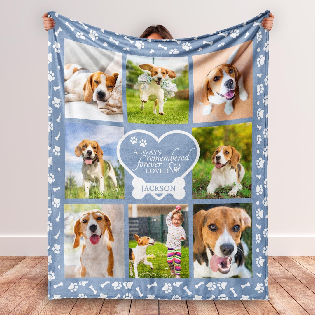 Personalized Dog Memorial Blanket, Custom Photo Pet Remembrance Gift - Etsy