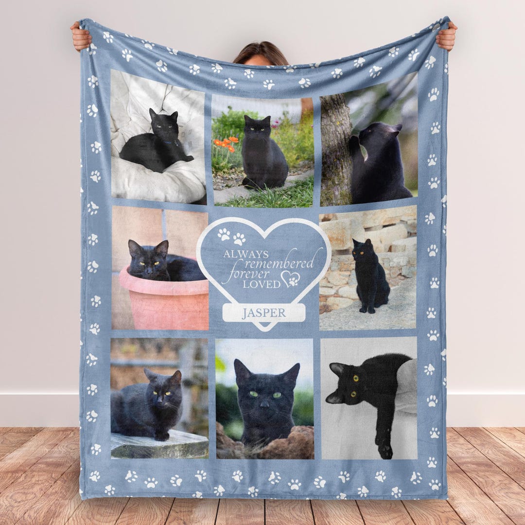 Personalized Cat Photo Memorial Blanket, Custom Pet Loss Gift - Etsy