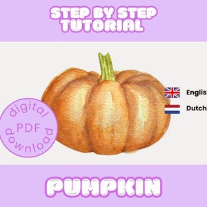 DIY pumpkin Watercolor Lesson - Instant Download PDF Worksheet Tutorial