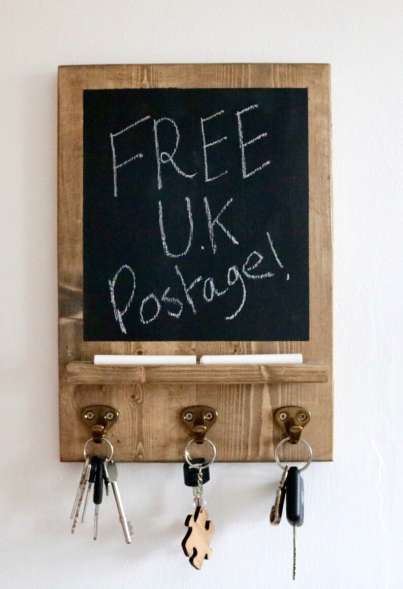 Chalk Board Key Holder with Chalk Shelf /Wooden Key Holder Etsy
