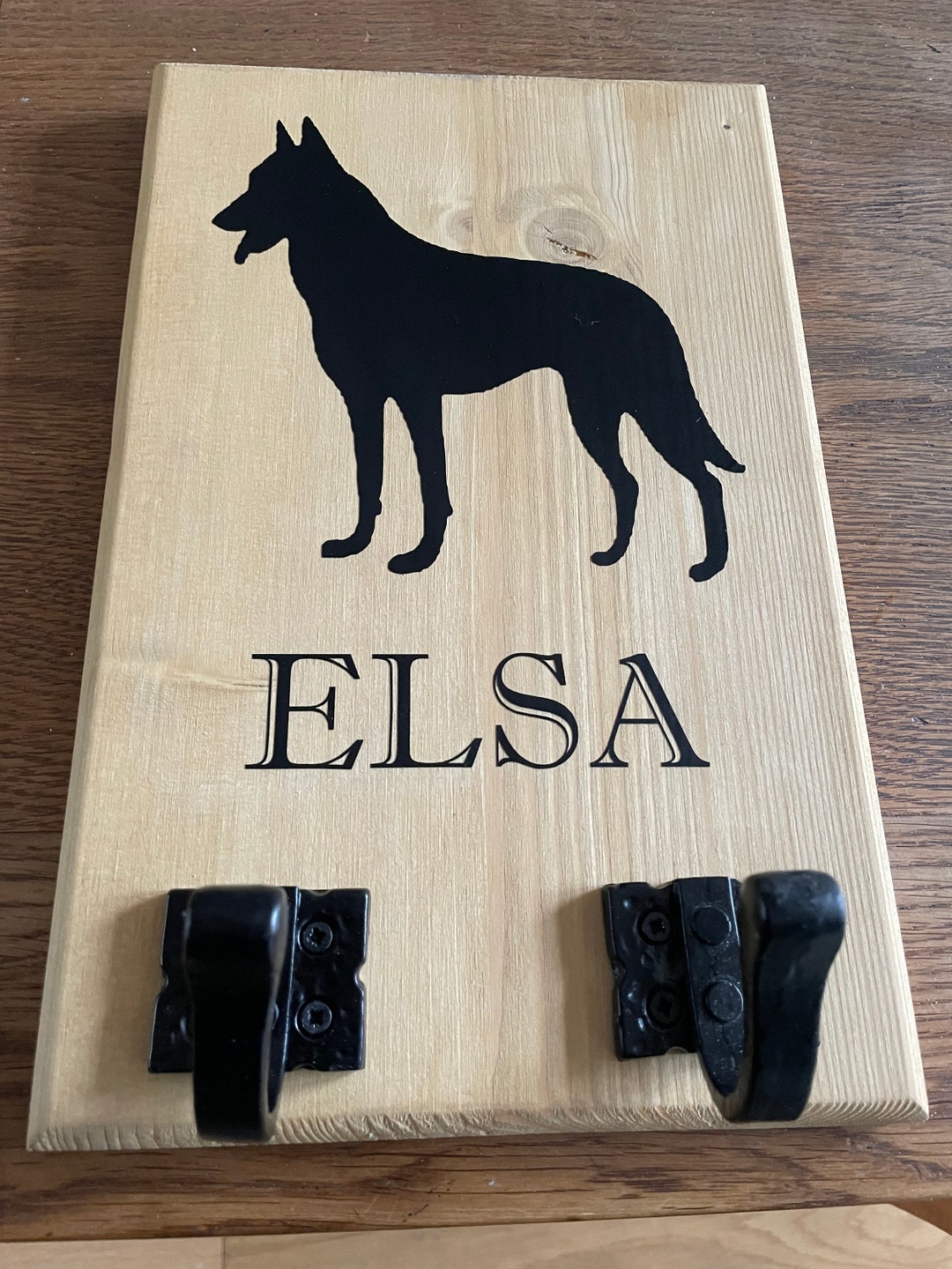 Personalised Dog Lead Holder / Wooden Dog Lead & Collar Hooks for Wall