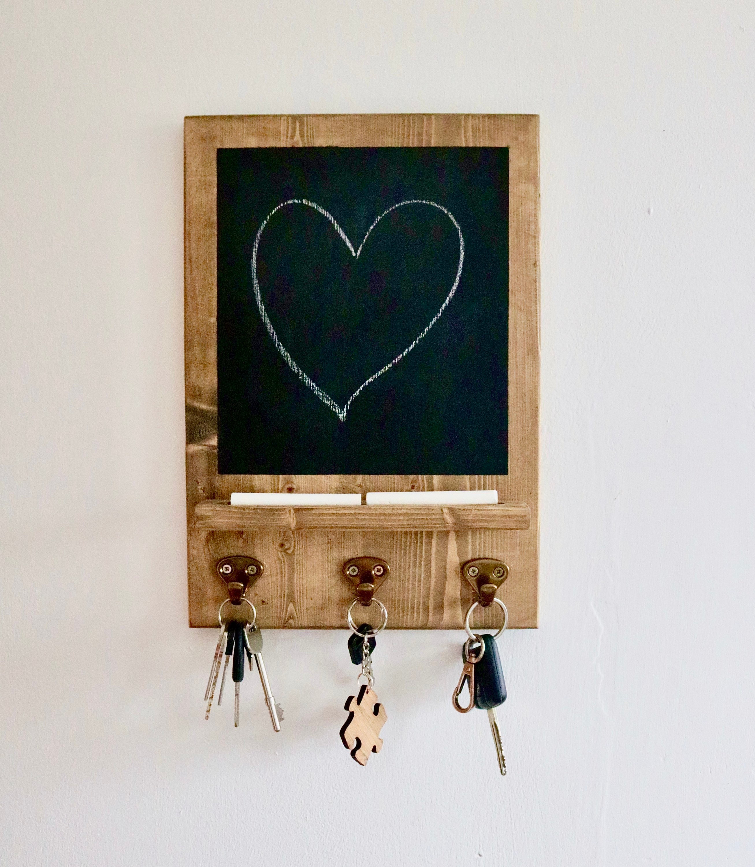 Chalk Board Key Holder With Chalk Shelf /wooden Key Holder Etsy UK