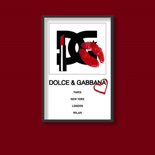 Designer brand, poster, printable wall art, digital download, fashion brand, DG, Dolce and Gabbana