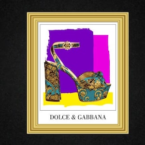 Marque de créateurs, affiche, art mural imprimable, téléchargement numérique, illustration de mode, couture, DG, Dolce et Gabbana
