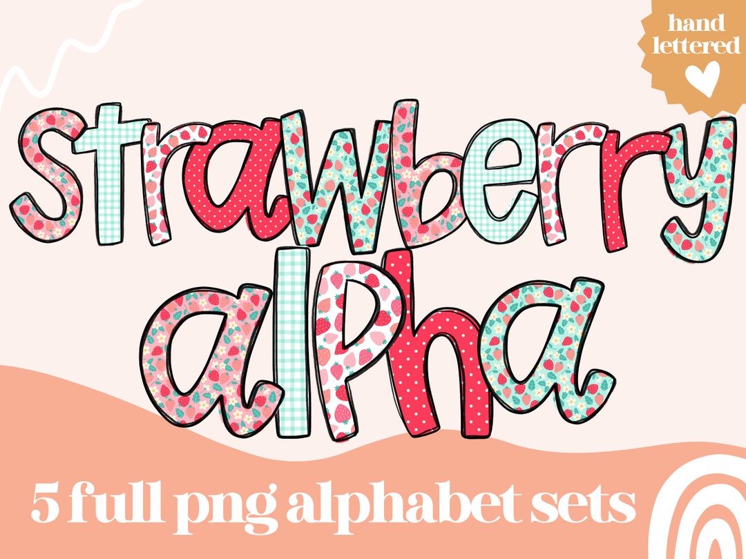 Strawberry Alpha | Handlettered Doodle Letters PNG | Strawberry Alpha ...