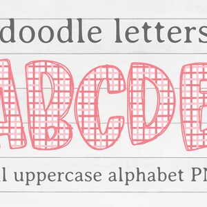 Valentines Doodle Letters, Pink Vday Alpha Pack, Hand Drawn Alphabet PNG, Doodle Letter Digital Download, Doodle Font
