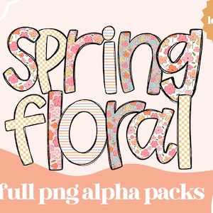 Spring Floral Alpha | Handlettered Doodle Letters PNG | Spring Floral Alpha Pack | Doodle Letters | Alpha Pack | Floral Alphabet PNG | PNG