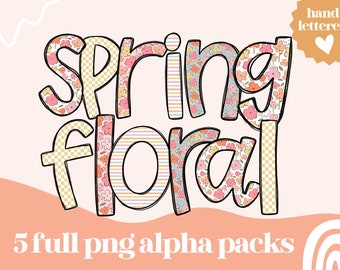 Spring Floral Alpha | Handlettered Doodle Letters PNG | Spring Floral Alpha Pack | Doodle Letters | Alpha Pack | Floral Alphabet PNG | PNG