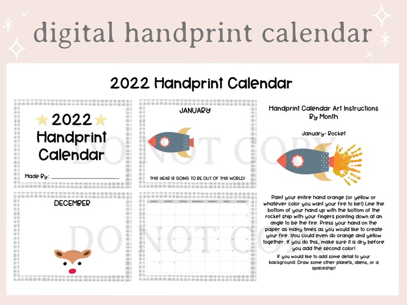BOYS 2022 Handprint Calendar Handprint Art Printable 2022 Etsy Australia