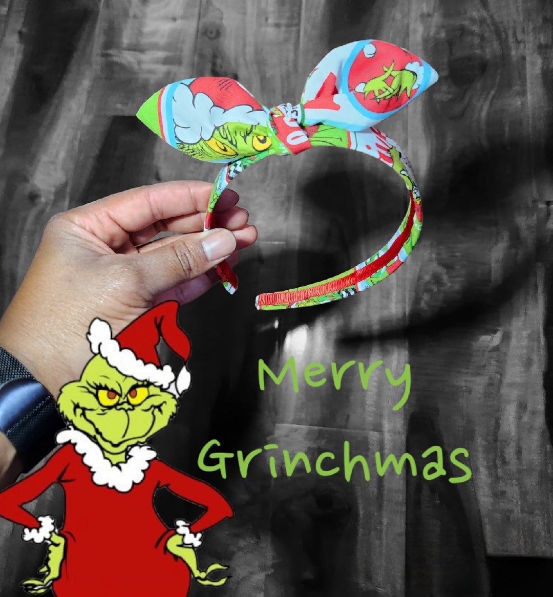 Grinch Headband, Grinch Bow Headband, Christmas Headband, Christmas Bow