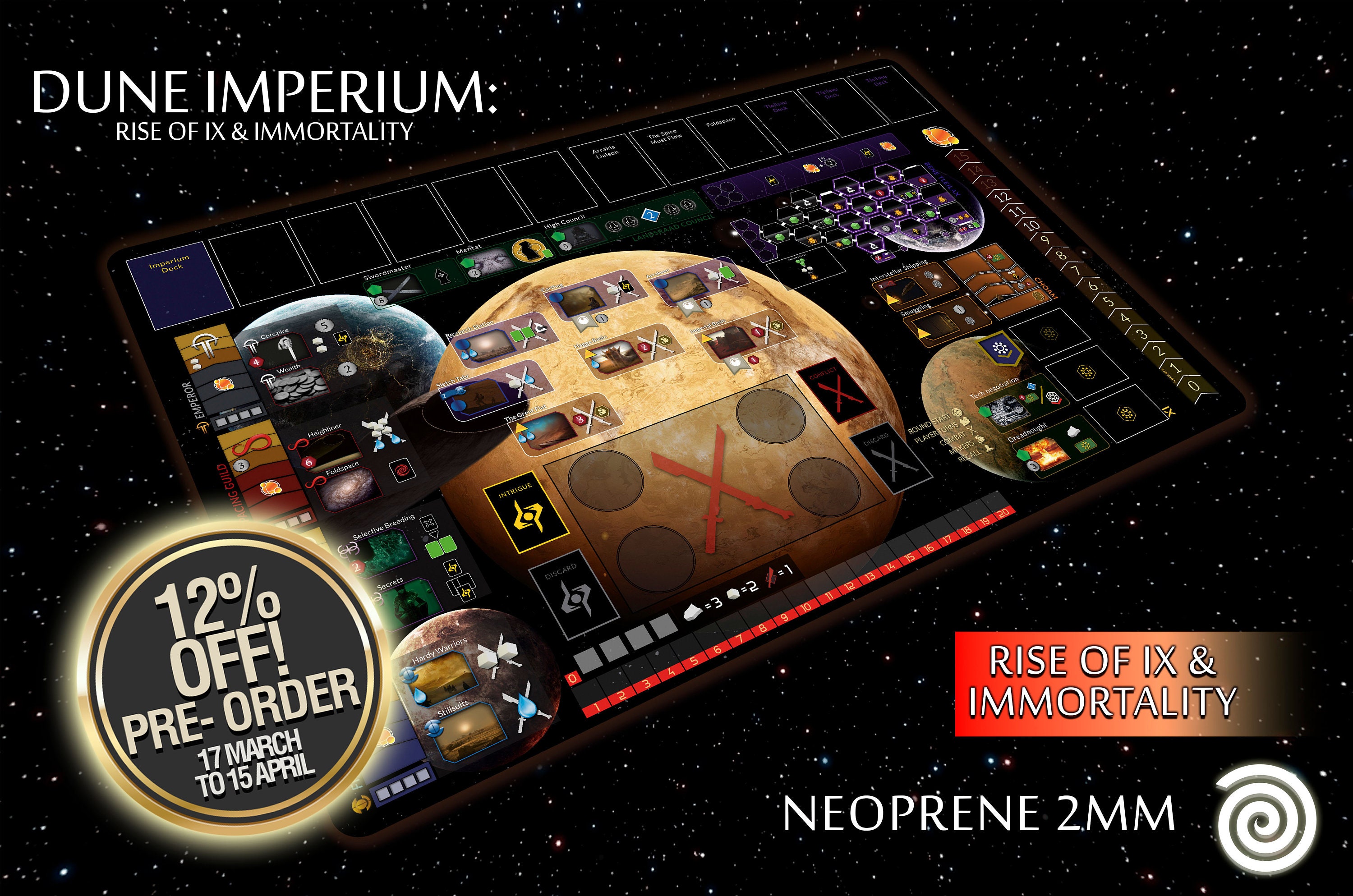 DUNE IMPERIUM Playmat Rise of IX and Immortality (Unofficial Product)