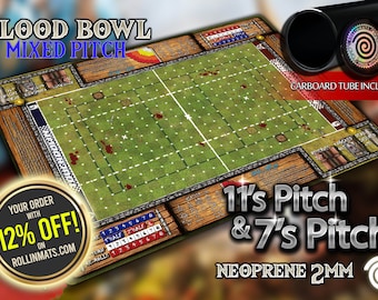 Blood Bowl (7's pitch & 11's pitch) Gamemat Revised with rules 2nd Edition 2020.