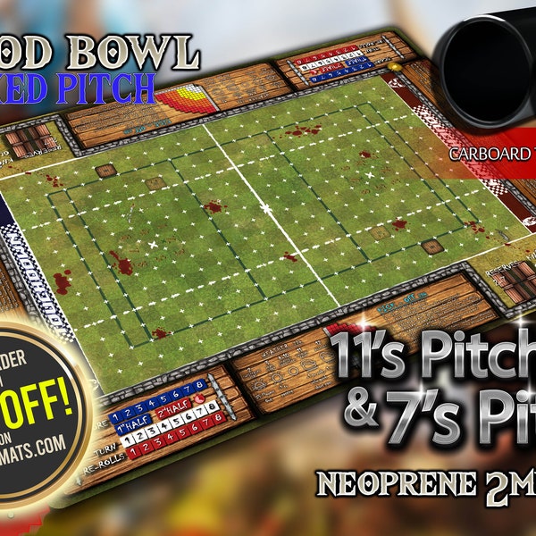 Blood Bowl (7's pitch & 11's pitch) Gamemat Revised with rules 2nd Edition 2020.