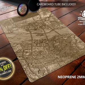 Arkham-Karten-Spielmatte – für Lovecraft-Liebhaber/Brettspiele (Arkham Horror, LCG, Mansions of Madness, Call of Cthulhu, Cthulhu: Death May Die)