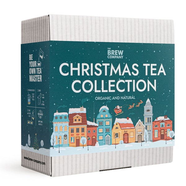 Coffret cadeau de thé de Noël haut de gamme | Coffret cadeau personnalisé de collection de thé en feuilles de Noël pour l'amateur de thé spécial dans votre vie