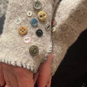 Handmade Wool Fingerless Gloves with Accent Buttons - upcycled and 100% to support children in Guatemal